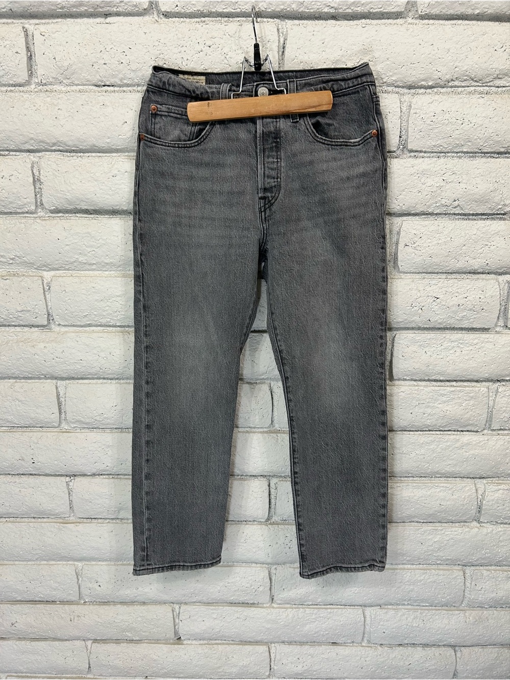 Levi's 501 Gray Wash Straight Leg Jeans W27 L26 Button Fly Denim